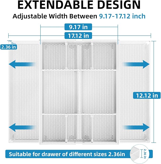 Marbrasse Expandable Desk Drawer Organizer, Mesh Drawer Organizer Tray - Image 2