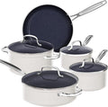 Nuwave 9pc Cookware Set Healthy Duralon Blue Ceramic Nonstick Coated, Diamond by NuWave