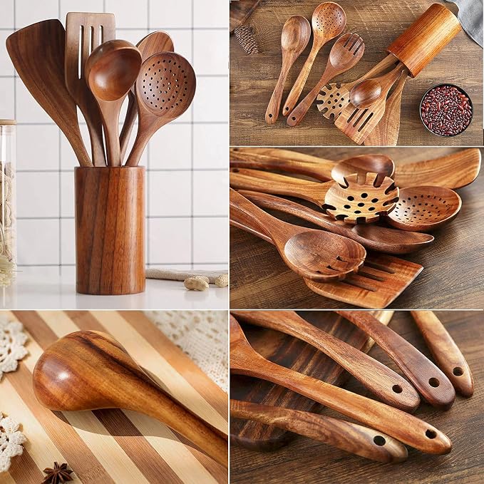 Teak Wooden Kitchen Utensil Set - Image 4