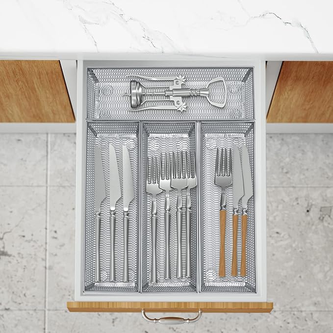 Neudeco Silverware Organizer, Mesh Drawer Organizer - Image 5