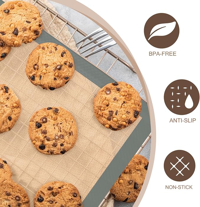 Silicone Baking Mat, 3 Pack Reusable Baking Sheet, Non-Stick ＆ Food Safe - Image 3