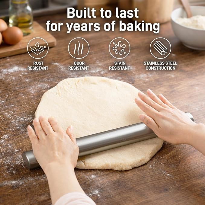 Zulay Kitchen 15.9 inch Professional Stainless Steel Rolling Pin - Image 2
