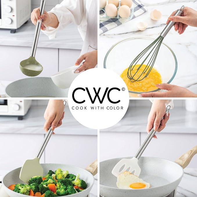 COOK WITH COLOR Silicone Cooking Utensils, Kitchen Utensil Set, Cooking Utensils - Image 7