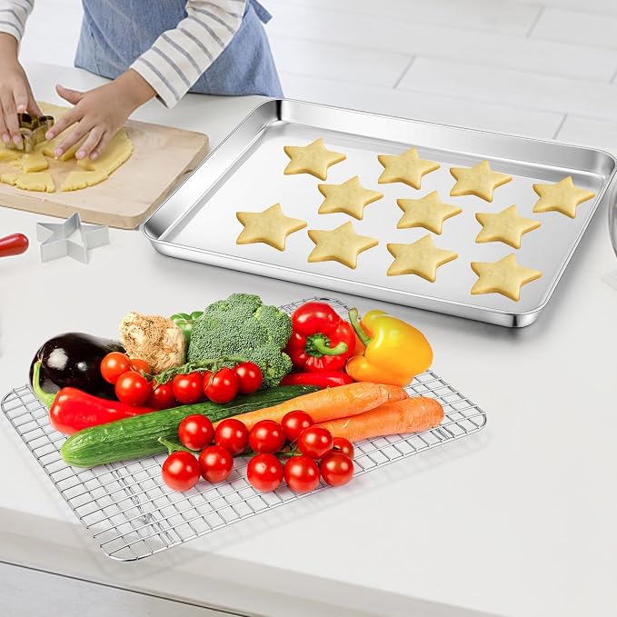 TeamFar Cookies Sheet with Rack, Non-Toxic & Heavy Duty, Dishwasher Safe - Image 6