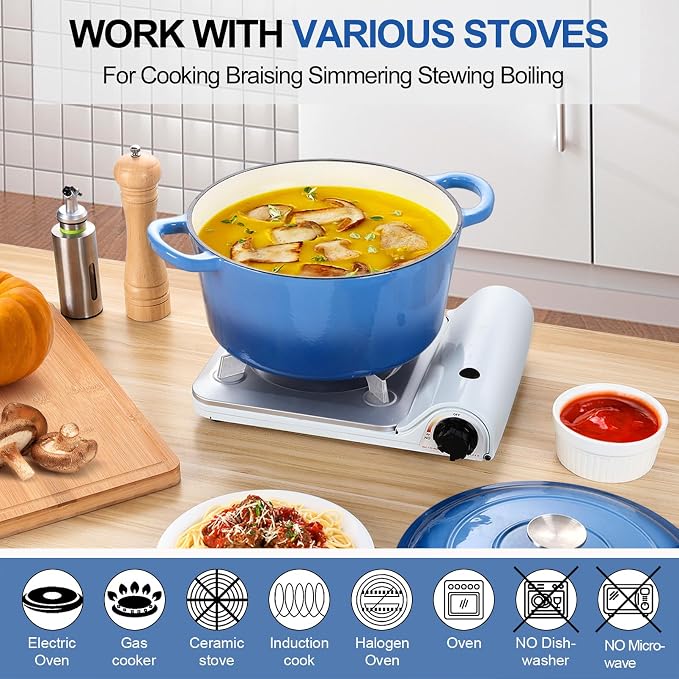 P&P CHEF 7QT Enameled Dutch Oven, Cast Iron Dutch Oven Pot - Image 4