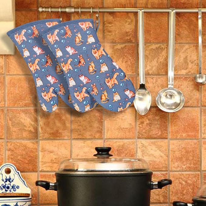 Oven Mitts Gloves 1 Pair Heat Resistant 480 ℉ Non Slip Clear Silicone Printed - Image 7