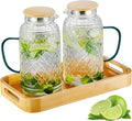 Buaic Glass Pitcher with Lid, 2 PACK 68 oz/2 Liter Vintage Water Pitcher With by Buaic