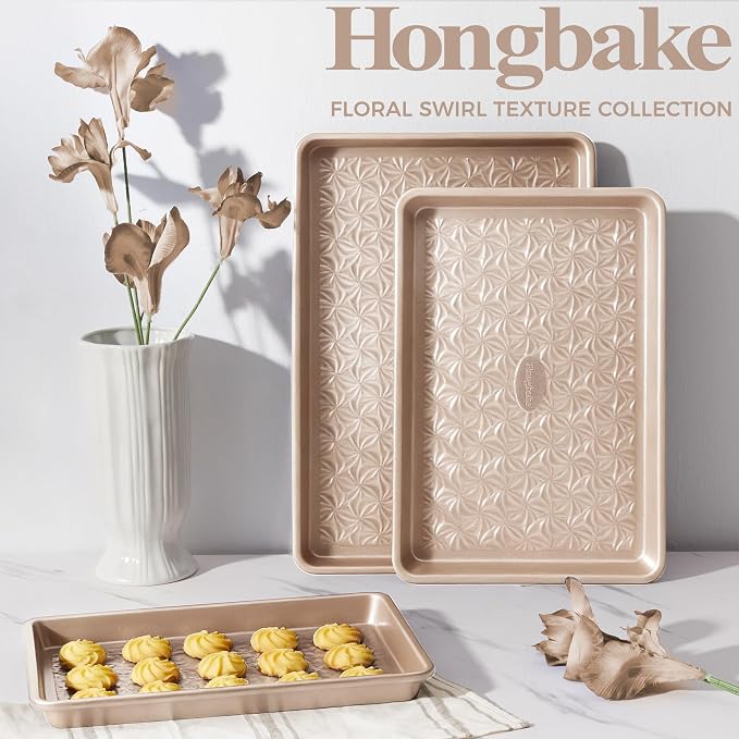 HONGBAKE Nonstick Baking Sheet Pan Set of 3, Cookie Sheets - Image 9