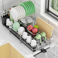 Large 2 Tier Dish Drying Rack, Extendable Dish Rack, Stainless Steel Anti-Rust by Pantasia