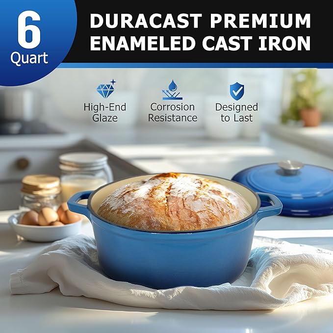Mueller 6qt Enameled Cast Iron Dutch Oven, Heavy-Duty Casserole and Braiser Pan - Image 2