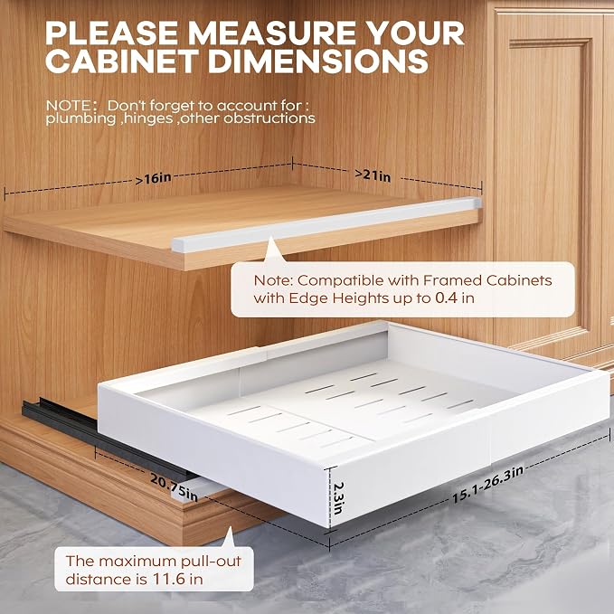 Seinloes 4 Pack Expandable Pull Out Cabinet Organizer 21" Deep - Image 3