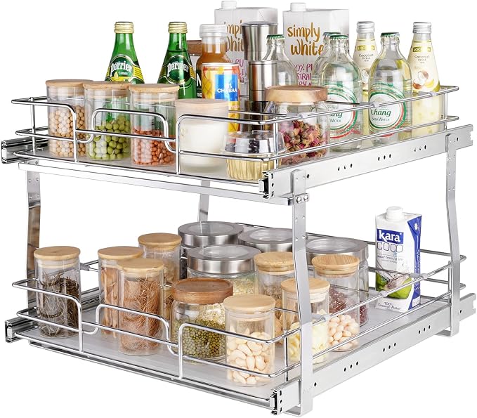 VEVOR 2 Tier 20"Wx21.2"Dx15.2"HPull Out Cabinet Organizer, Heavy Duty Slide Out by VEVOR