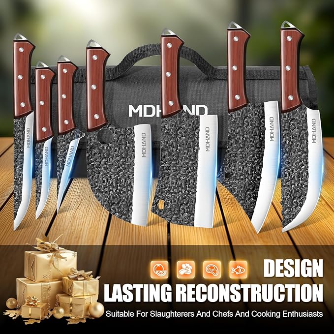 MDHAND Butcher Knife Set, Sharp Meat Cleaver Knife & Bone Chopper Knives & - Image 8