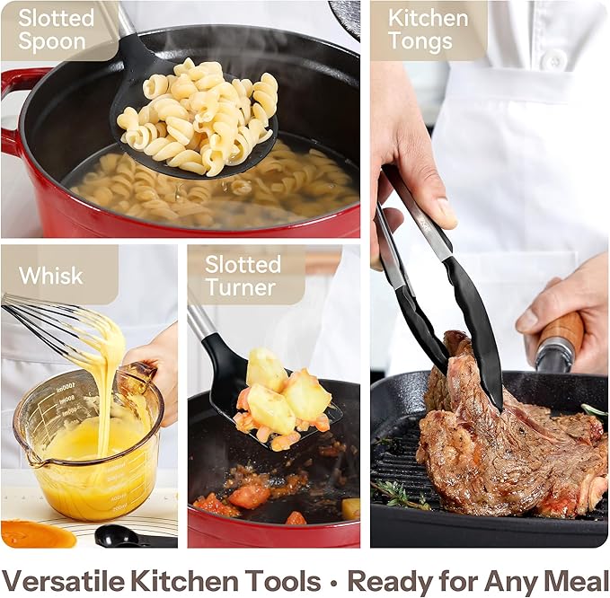 NCUE Silicone Cooking Utensils Set, Food Grade Silicone and Stainless Steel - Image 5