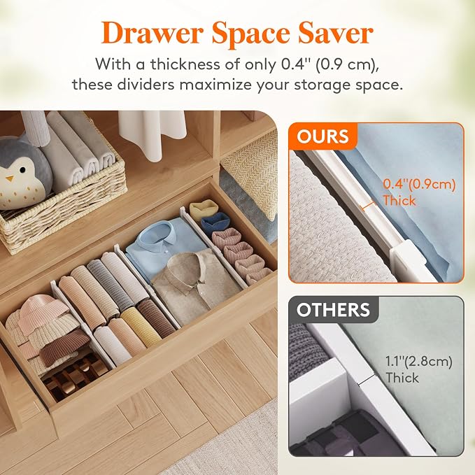 Lifewit 4" Tall 14 Pack Drawer Dividers, 27-42cm/10.5-16.5" Expandable Drawer - Image 6