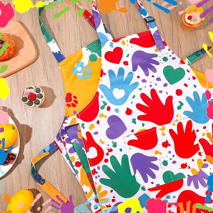 2 Pack Kids Apron, Cute Cooking Aprons, Waterproof Art Apron - Image 5