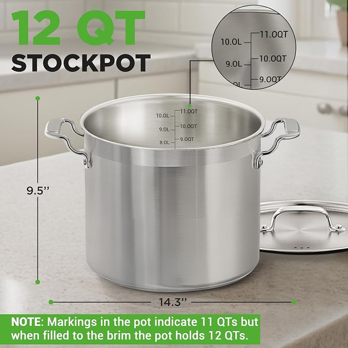 NutriChef 12-Quart Stainless Steel Stockpot - Image 3