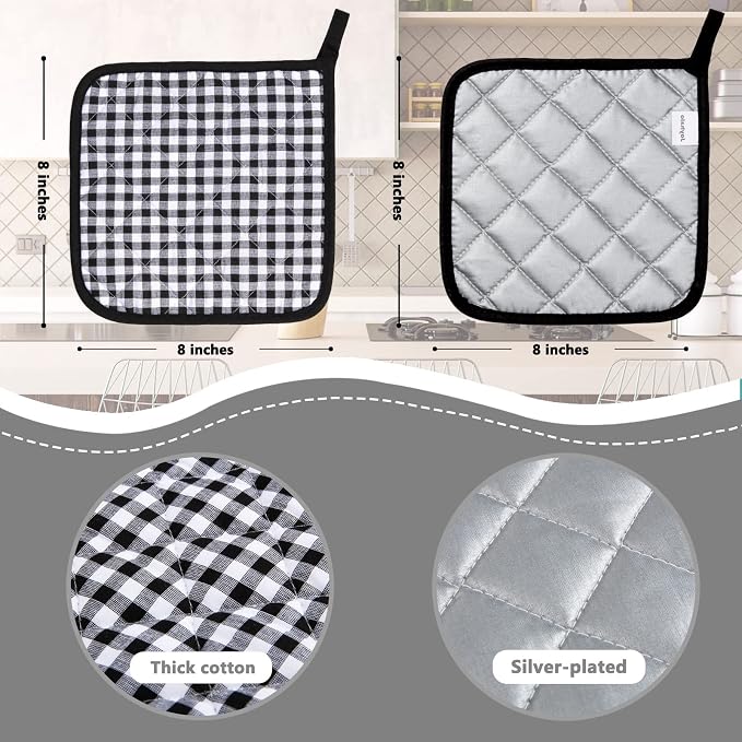 Joyhalo 4 Pack Pot Holders for Kitchen, Cotton Oven Holder - Image 2