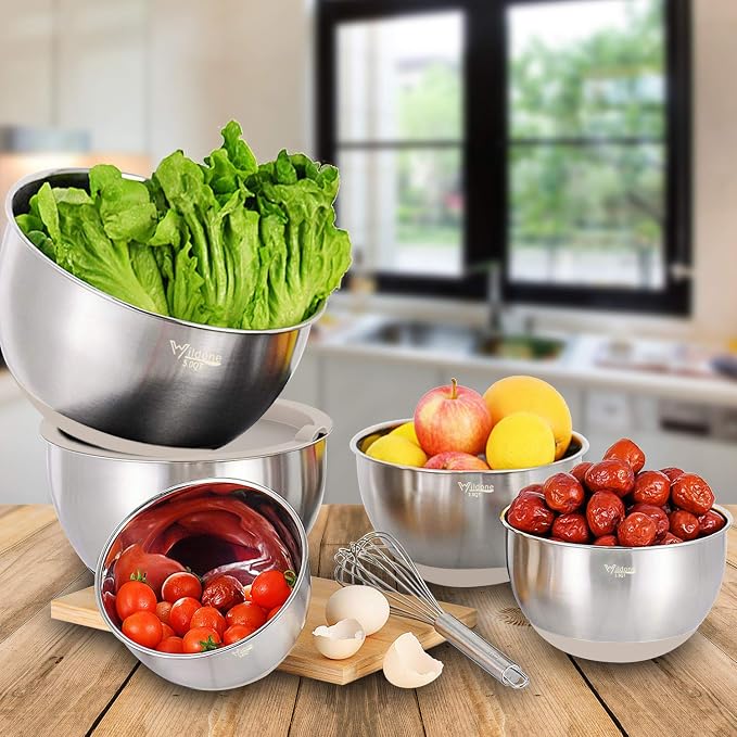 Wildone Mixing Bowls with Airtight Lids Set, with Grater Attachments & Non-Slip - Image 6