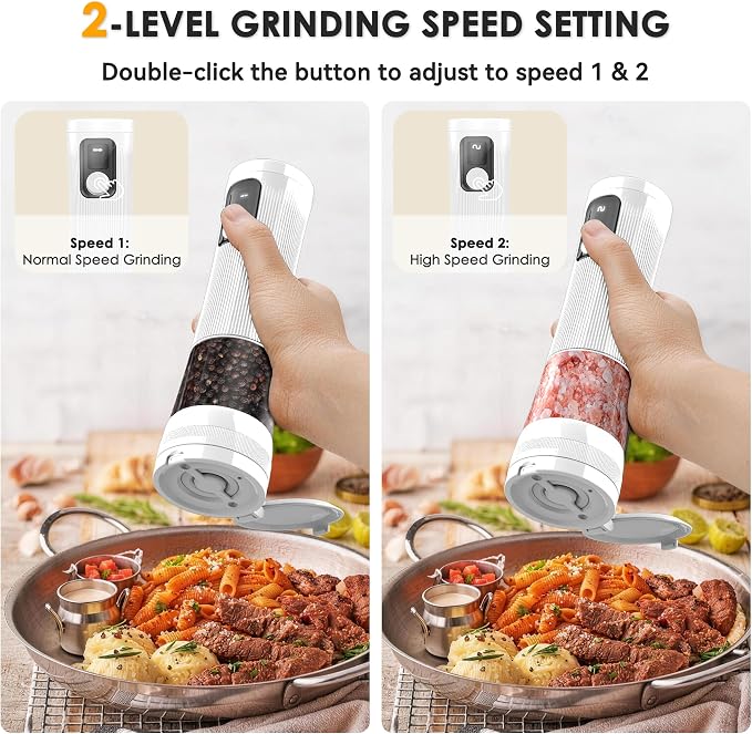Electric Salt and Pepper Grinder Set, Upgrade 2-Speed Setting, External 5 - Image 4