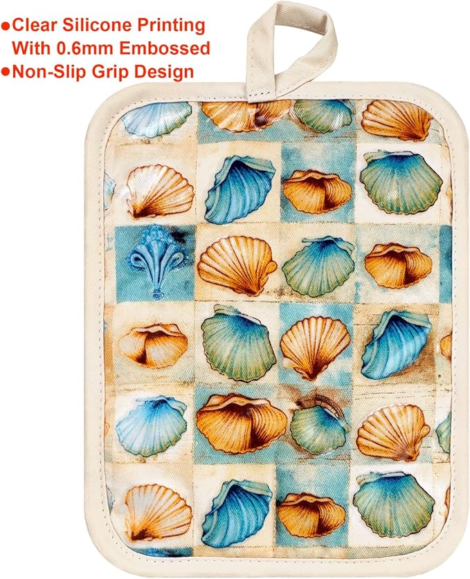 Pot Holders Set of 2 Heat Resistant 480 ℉Non Slip Clear Silicone Printed - Image 4