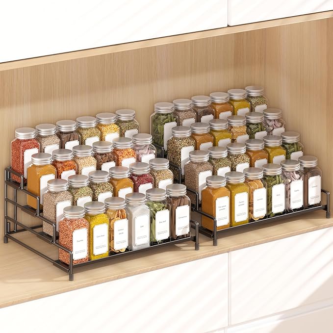 RUILALIFE 4-Tier-Spice-Rack-Organizer-for-Cabinet, Adjustable Depth Spice by RUILALIFE