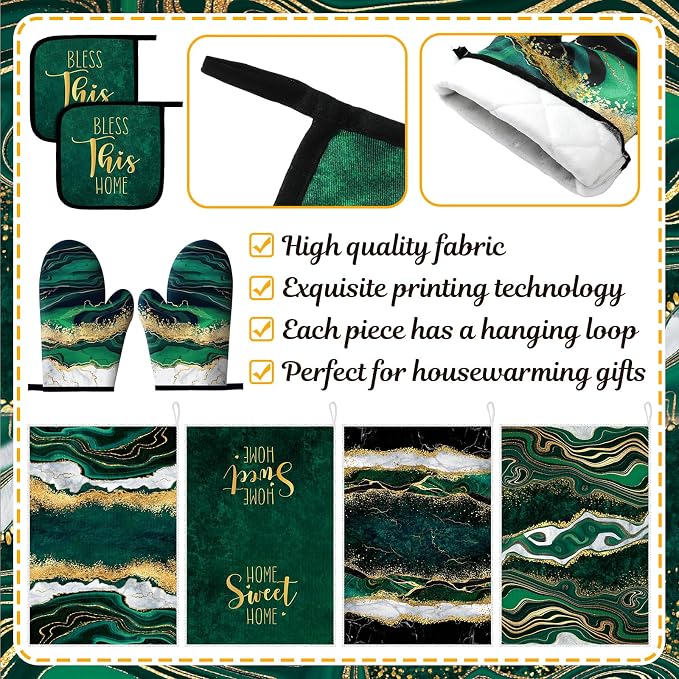 Leinuosen 8 Pcs Kitchen Towels and Dishcloths Sets Oven Mitts and Pot Holders - Image 5
