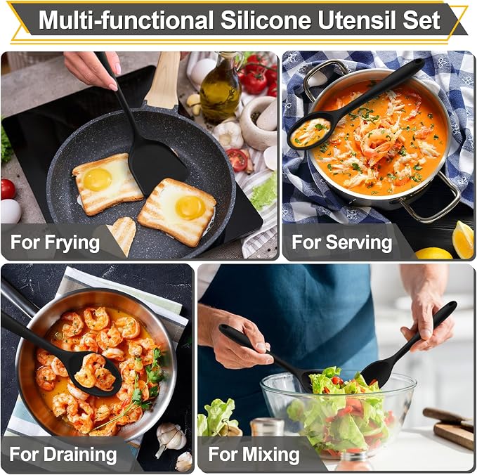 P&P CHEF Kitchen Utensil Set, 4 Pieces Non-stick Silicone Cooking Utensils - Image 5