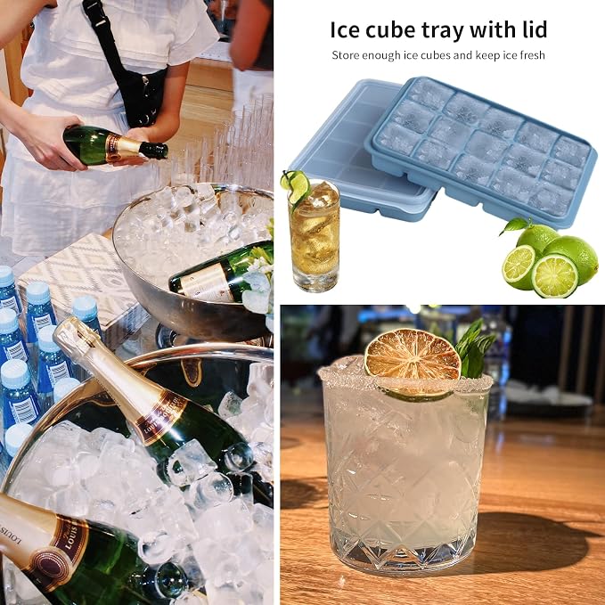 Ice Cube Trays Set of 3, Easy Release 15 Flexible Silicone Ice Cube Molds - Image 7