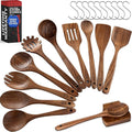 PriorityChef Wooden Spoons for Cooking, Premium 10pc Teak Wood Utensil Set by PriorityChef