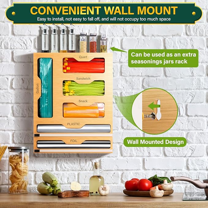 KOCWELL Bag Organizer and Plastic Wrap Dispenser - Image 6