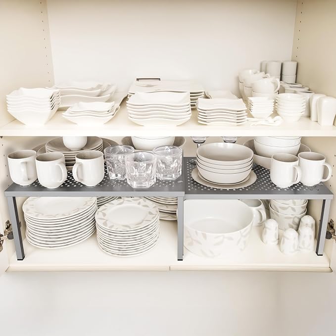 Simple Houseware Expandable Stackable Cabinet and Counter Shelf Organizer - Image 2