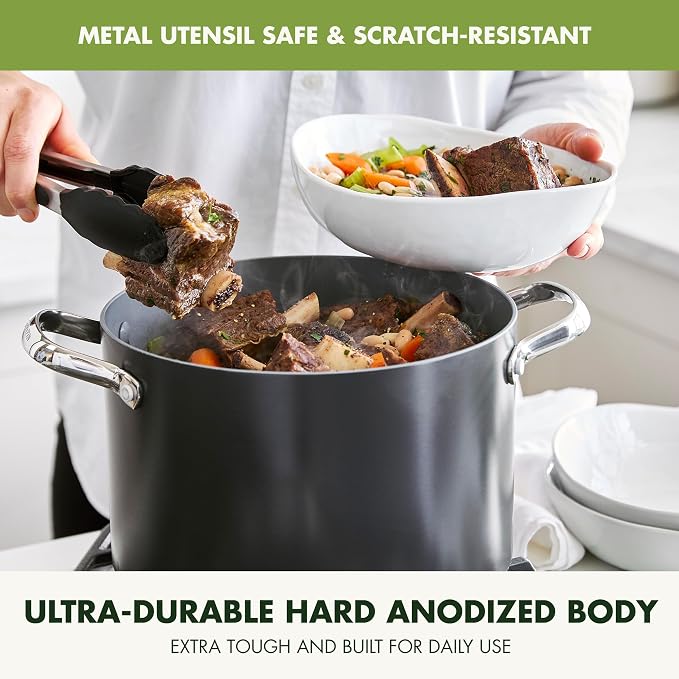 GreenPan Valencia Pro Hard Anodized Healthy Ceramic Nonstick 8QT Stock Pot - Image 6
