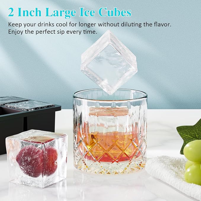 Large Ice Cube Tray for Whiskey: 2inch Big Silicone Ice Trays - Image 4