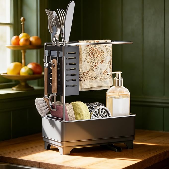 MOUKABAL Sponge Holder for Kitchen Sink, 2-Tier Sink Caddy Organizer by MOUKABALGREATHELPER