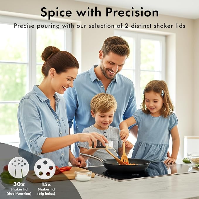 EDELHAUS Glass Spice Jars with Label and Black Lids Spice Containers with 240 - Image 4