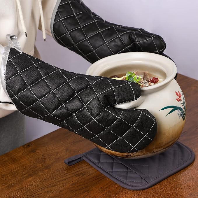ARCLIBER Oven Mitts Heat Fire Resistant Oven Mitts 425 ° F, Quilted Terry Cloth - Image 5