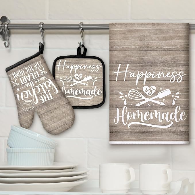 Sratte 6 Pcs Kitchen Decor Accessories Set Farmhouse Towels Pot Holders Oven - Image 2