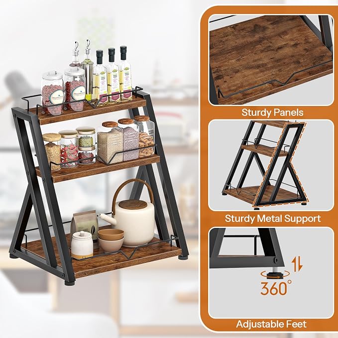HOOBRO 3-Tier Kitchen Spice Rack, Kitchen Countertop Shelf, Desk Shelf Organizer - Image 9