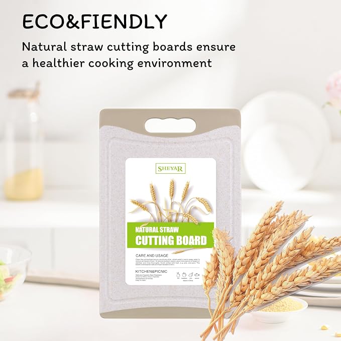Cutting Board for Kitchen, Wheat Straw Fiber Cutting Board, Dish Washer Safe - Image 4