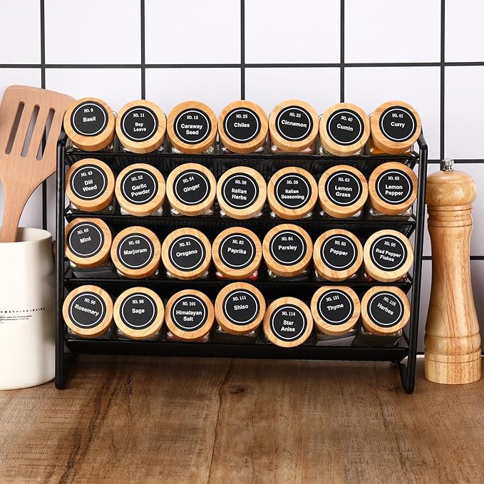 DIMBRAH Spice Jars with Label-4oz 36Pcs, Glass Spice Jars with Bamboo Lids - Image 5