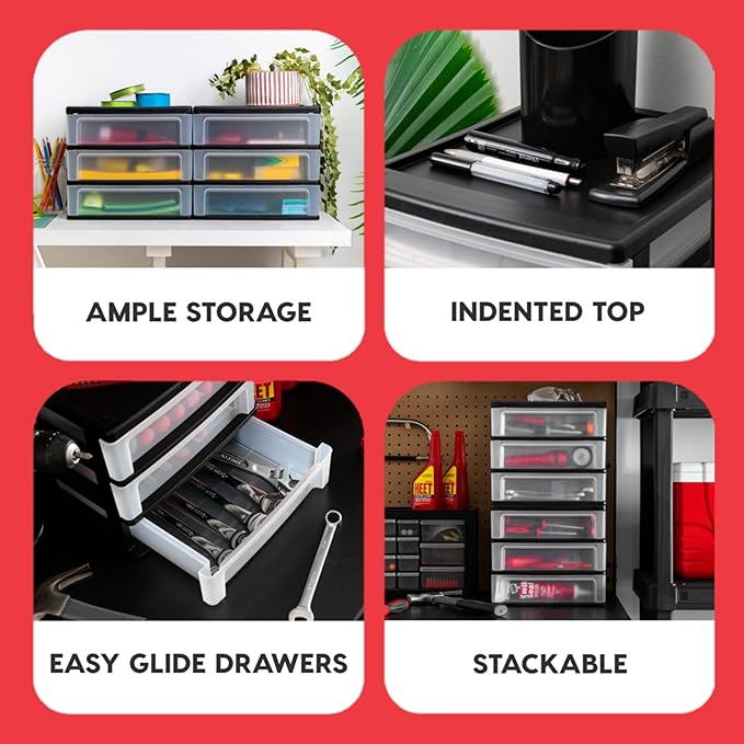 IRIS USA Plastic Stacking Desk Top 3-Drawer Storage Organizer, - Image 4