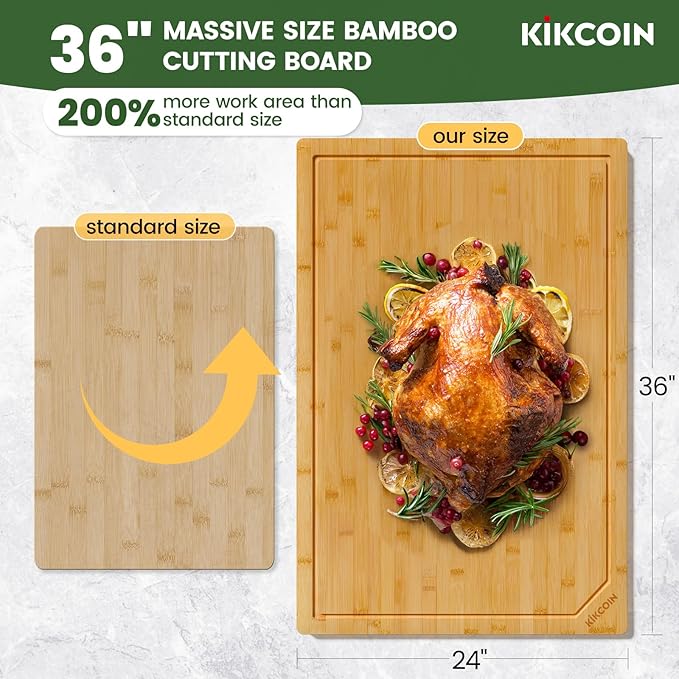 Kikcoin 36”×24” Bamboo Cutting Boards - Image 2