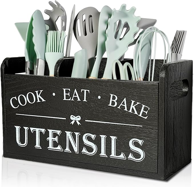 Wooden Kitchen Utensil Holder by Atooge