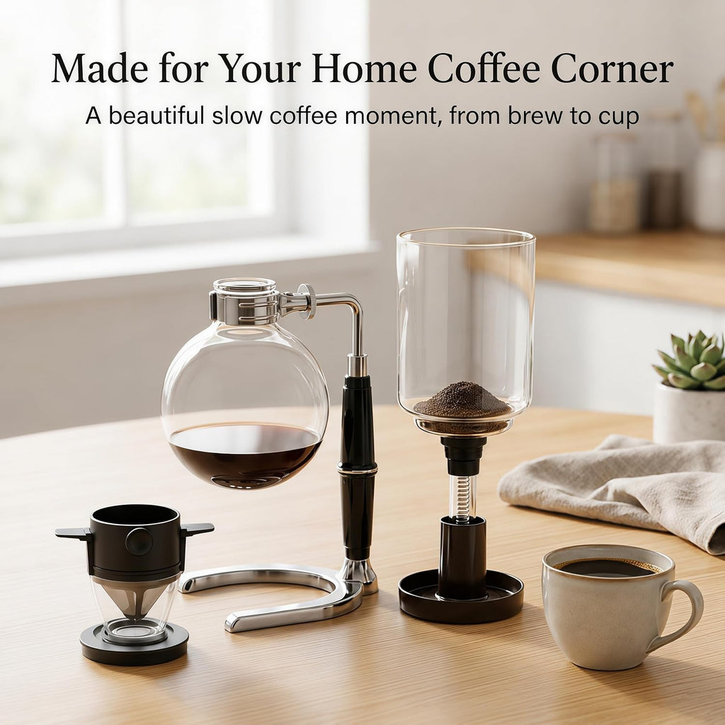 Siphon Coffee Maker, 20 oz Vacuum Brewer with Mesh Filter