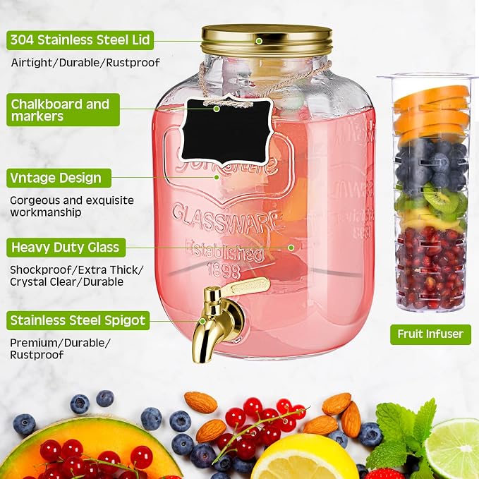 Lallisa 2 Pcs 2 Gallon Glass Drink Dispenser - Image 6