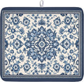 Blue Floral Dish Drying Mat for Kitchen Counter Vintage Flower Pattern by Unknown