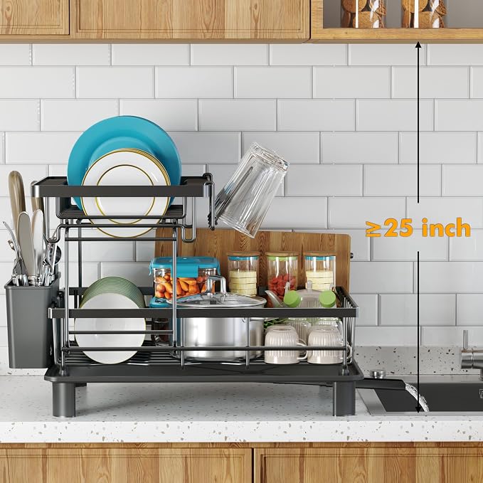 Dish Drying Rack, 2 Tier Dish Racks - Image 9