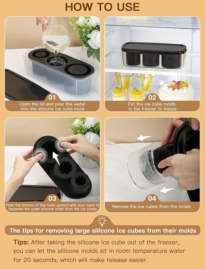 Ice Cube Tray for Tumbler Cup 30Oz-40Oz, Easy Fill and Release Ice Maker for - Image 4