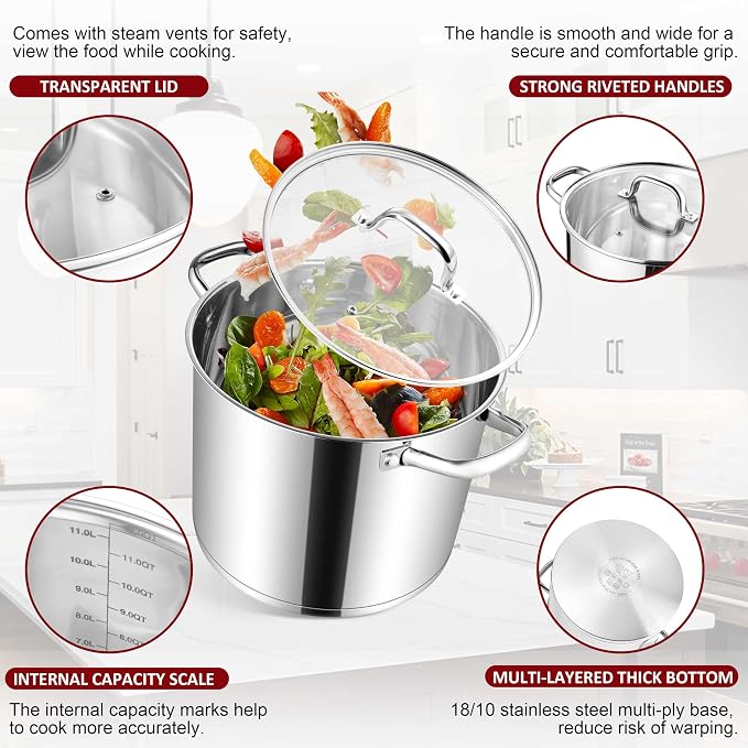 Herogo 12-Quart 18/10 Stainless Steel Stock Pot - Image 3